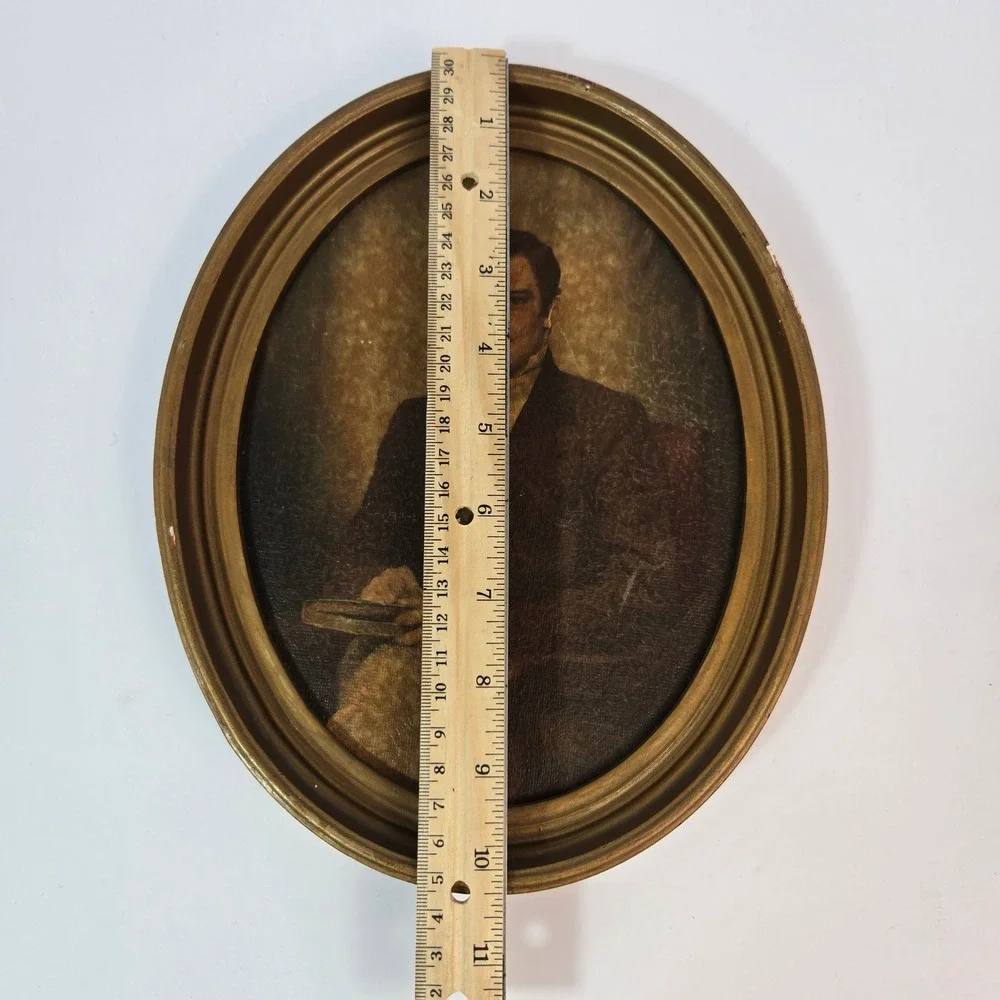 Vintage Colonial Gentleman Oval Framed Art Print by C. Bosseron Chambers NY